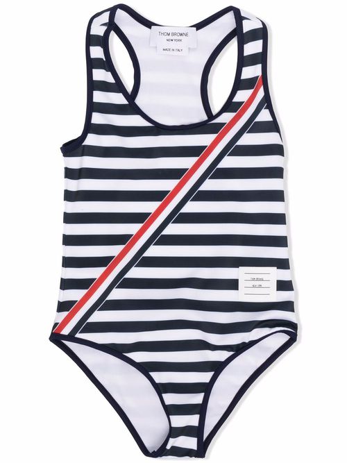 RWB stripe-detail swimsuit - Blue