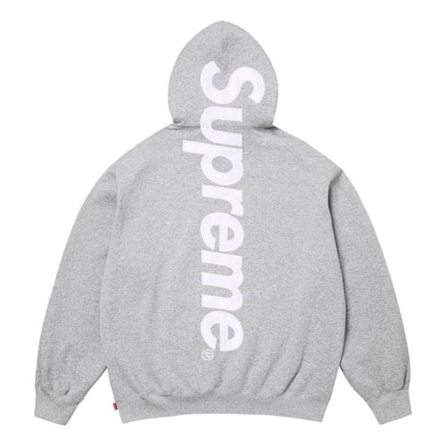 SS26 Satin Appliqué Hooded Sweatshirt 'Heather Grey'