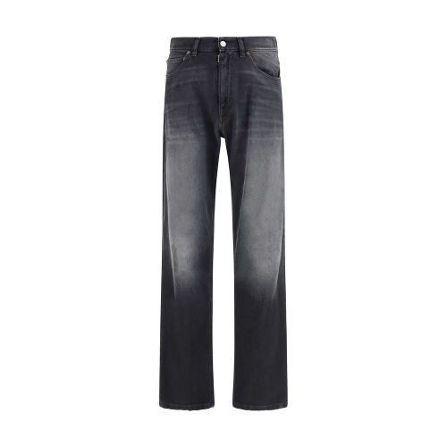 Faded Straight-Leg Cotton Jeans — Black