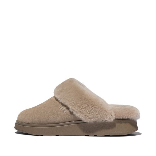 GEN-FF Shearling-Collar Suede Slippers Suede/Shearling