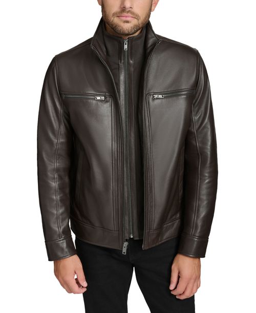 Men's Winton Leather Jacket - Dark Brown
