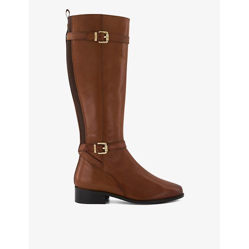 Womens Tan-leather Tepi Buckle-embellished Leather Knee-high Boots