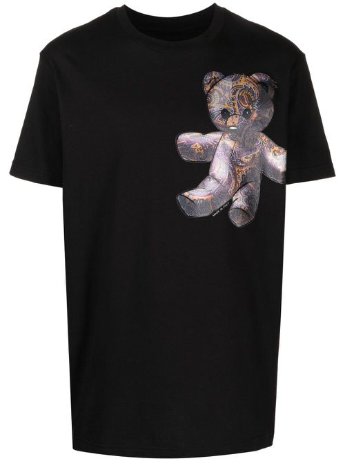 Paisley Teddy Bear cotton T-shirt - Black