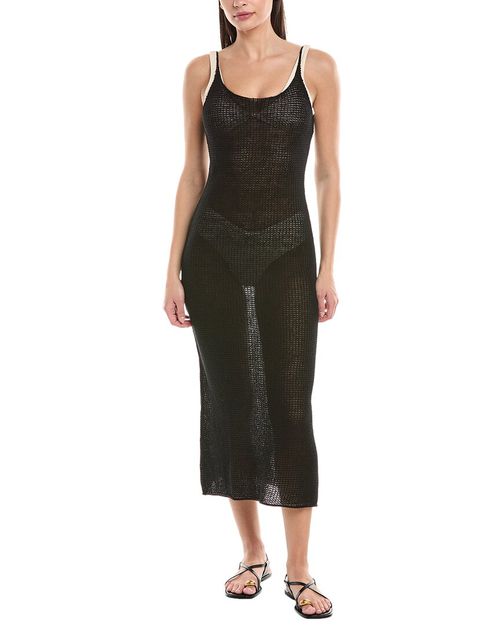 Textured Sweater Scoop Linen Maxi Dress