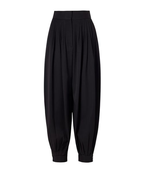 Pleated wool tapered pants