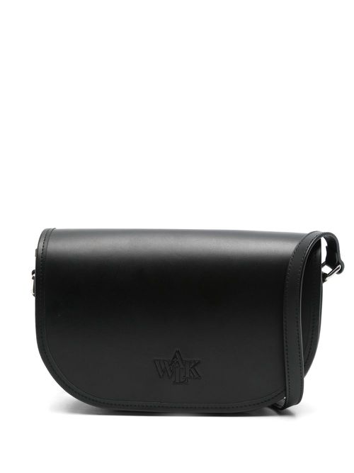 Embossed-logo shoulder bag - Black