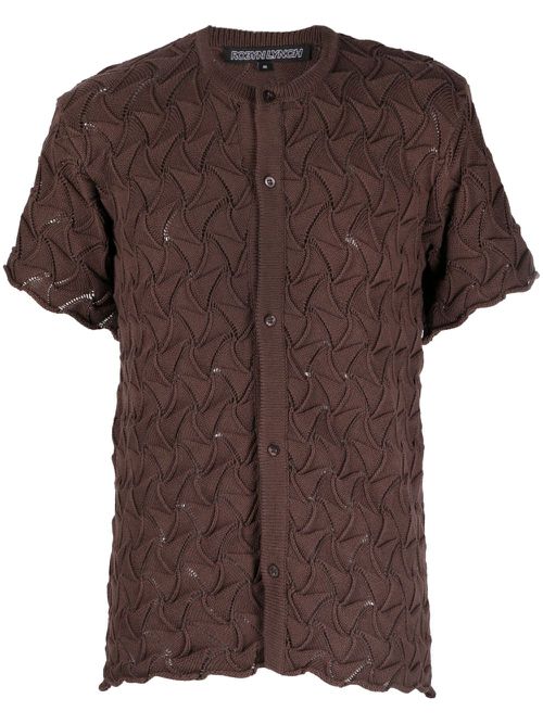 Wave cable-knit cardigan - Brown