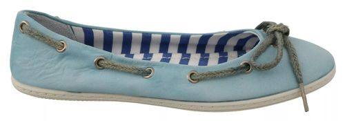 Pantofola D'Oro Sky Blue Suede Lace Bow Loafers Ballet Flat Women's Shoes Pre-Owned