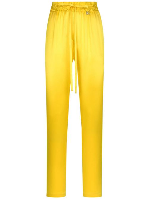 Straight-leg silk trousers - Yellow