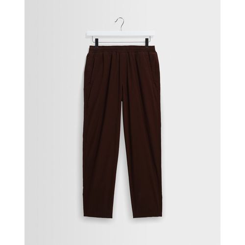 Tyne - Dark Brown Cotton Poplin Loose Fit Trouser