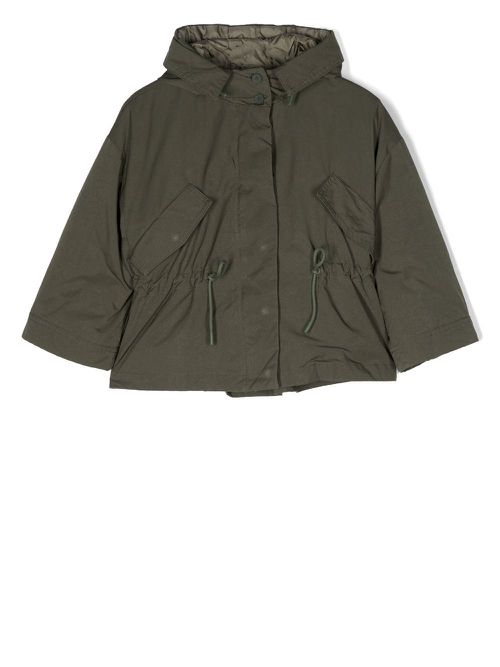 Hooded flap-pockets rain coat - Green