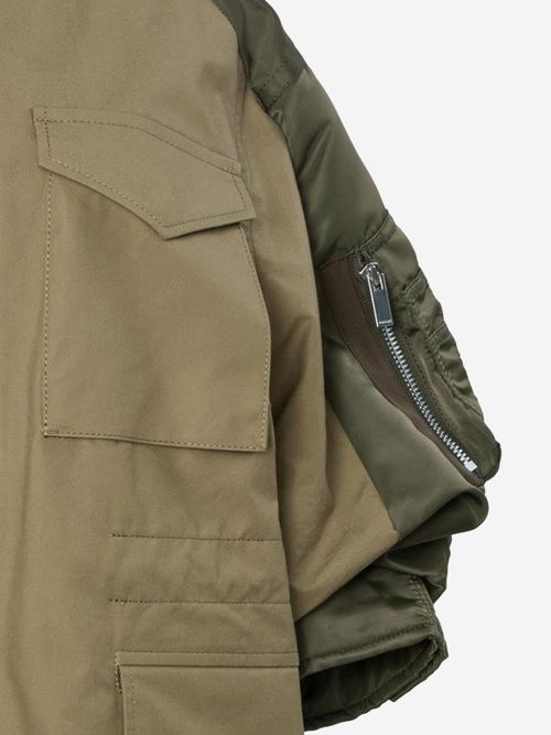 Nylon-Trim Cotton Jacket — Beige
