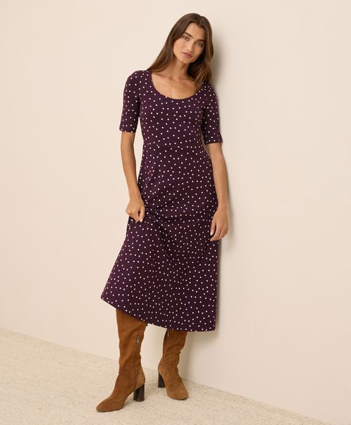 Women's Berry Polka Dot Fit & Flare Signature Scoop Dre