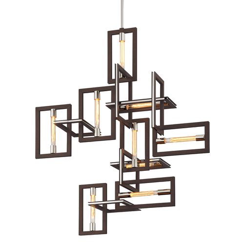 Enigma 9-Light Pendant in Bronze With Polished Stainle