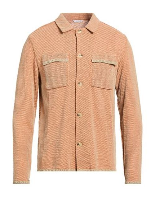 Man Cardigan Orange Size L Cotton, Acrylic
