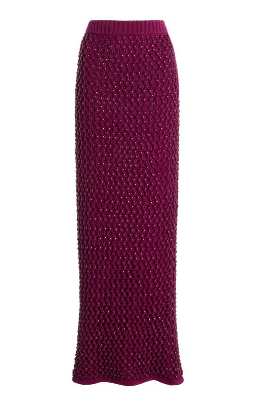 Spice Crystal-Embellished Cotton-Blend Knit Maxi Skirt