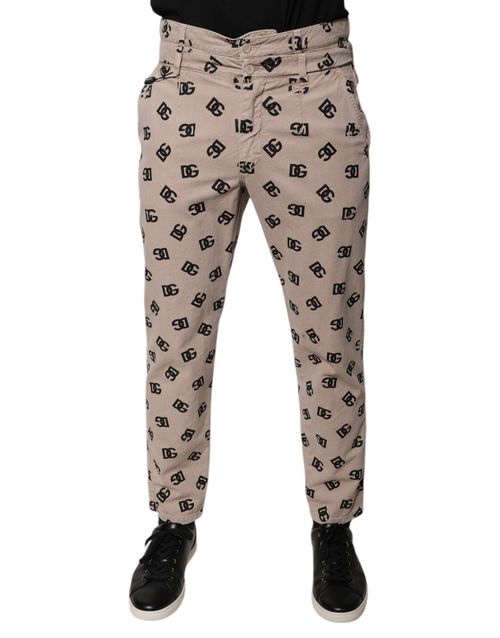 Logo-Monogram Cotton Jeans — Beige
