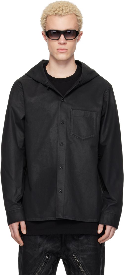 Black Waxed Hooded Shirt