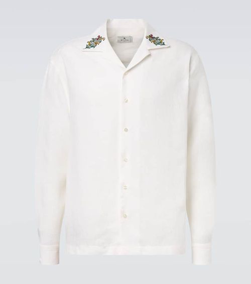 Paisley embroidered linen shirt