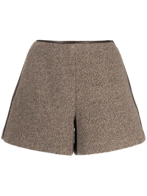 Shearling wool-blend shorts - Brown