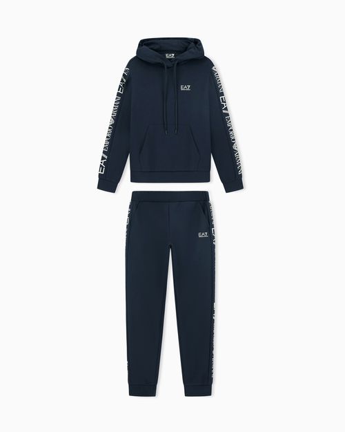 Cotton suit tracksuit with a hood and logo tape Tracksuit