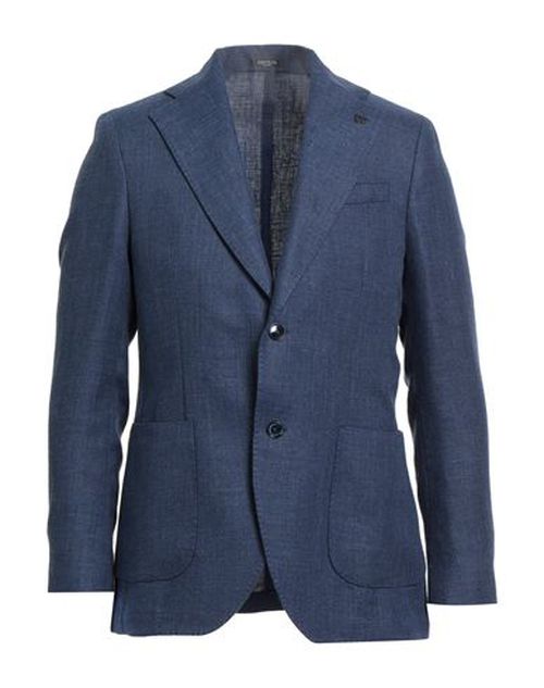 Man Blazer Blue Size 46 Linen, Wool