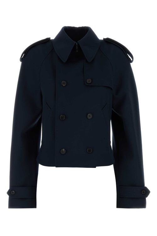 Double-Breasted Wool Trench Coat — Navy