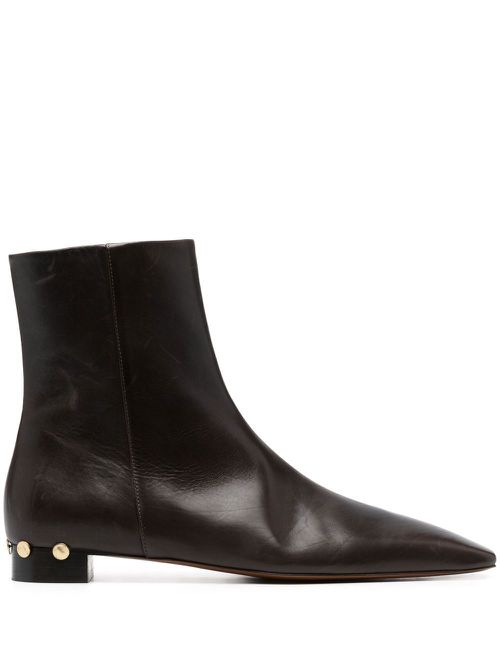 Stud-embellished heel boots - Brown