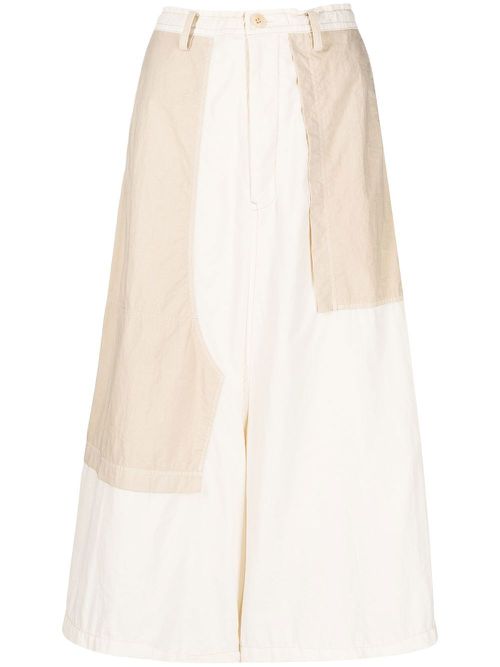 Drop-crotch wide-leg trousers - Neutrals