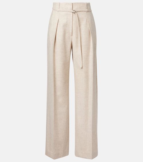 Belted wool and cashmere wide-leg pants