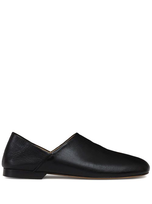 Folding-heel leather slippers - Black