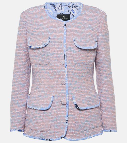 Checked wool-blend tweed jacket