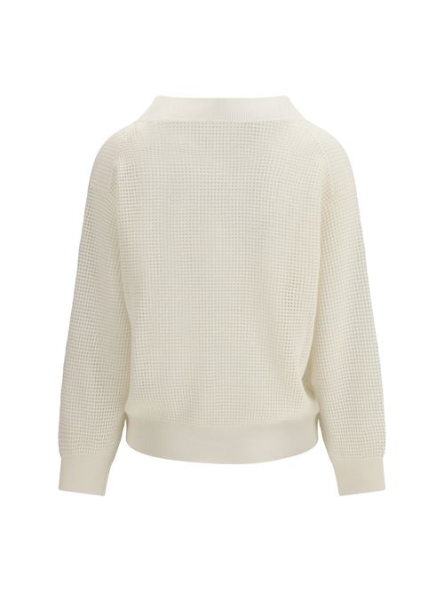 Open Net Cashmere Sweater — Beige