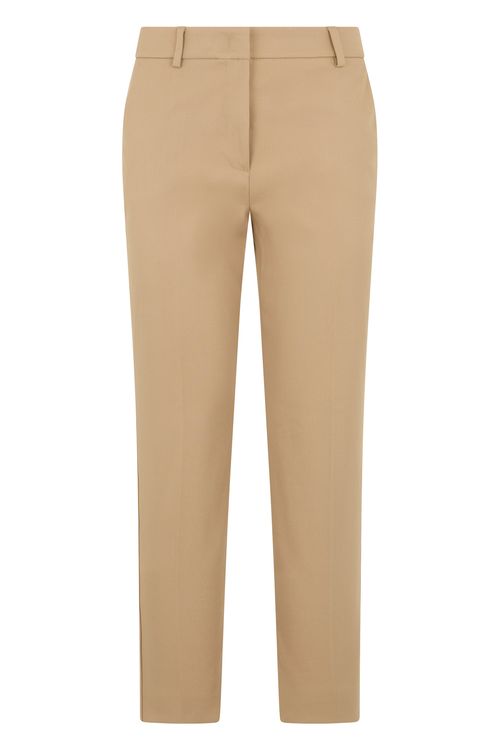 Classic Straight-Cut Cotton Trousers with Pleats and Pockets