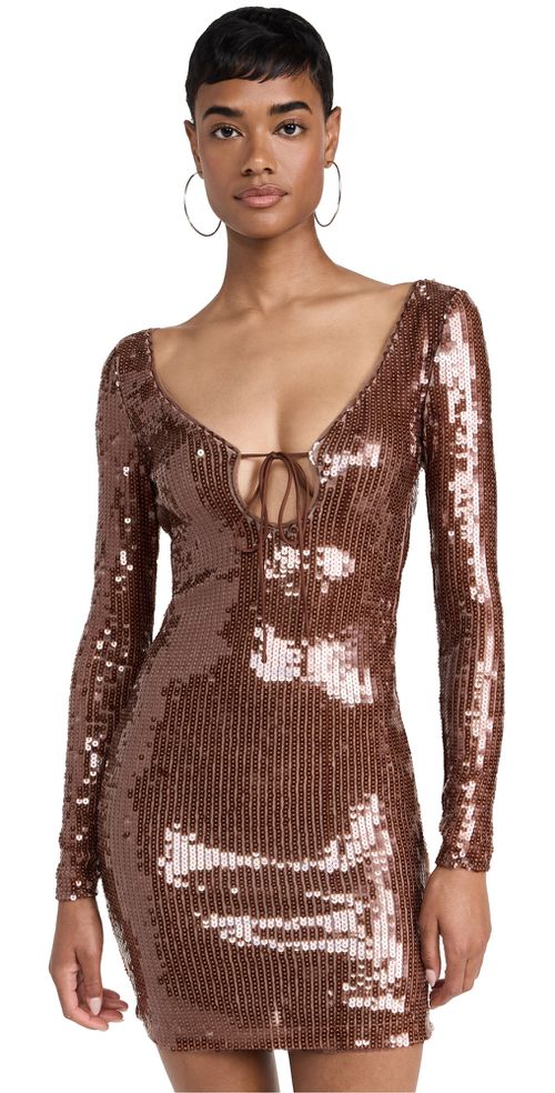 BARDOT 여성 Verona Sequin Mini Dress Chocolate