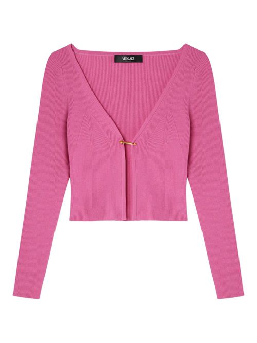 Versace Safety Pin ribbed-knit cardigan - Pink