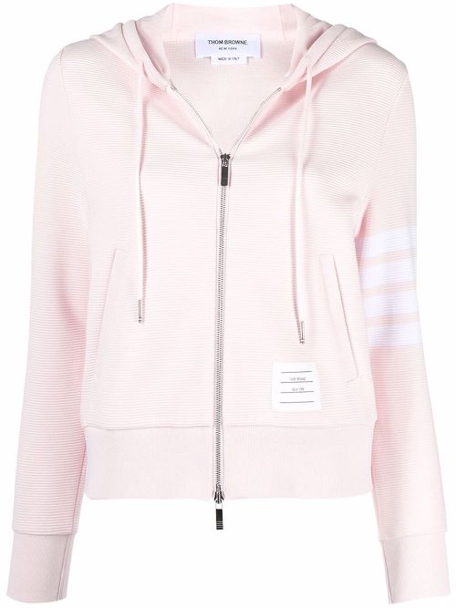 4-Bar zip-up cotton hoodie - 680 LT PINK