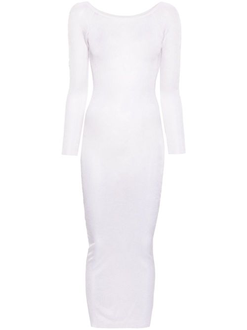 Fine-ribbed semi-sheer maxi dress - Neutrals