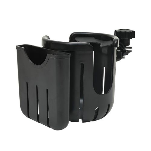TEMU Bike & Scooter Cup Holder With Phone Mount - Durable Pvc Drink Holder For , Black, Design For Bottles And Device