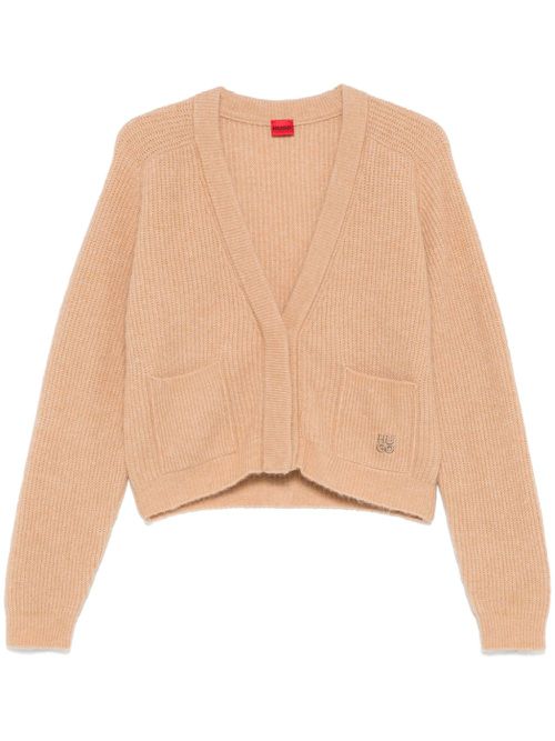 Logo-embroidered cardigan - Neutrals
