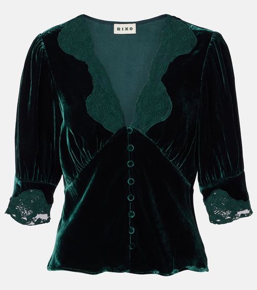 Amanda lace-trimmed velvet top