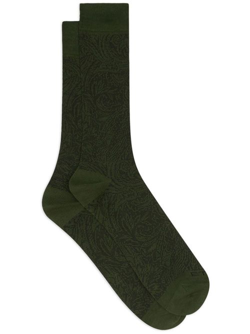 Paisley-jacquard socks - Green