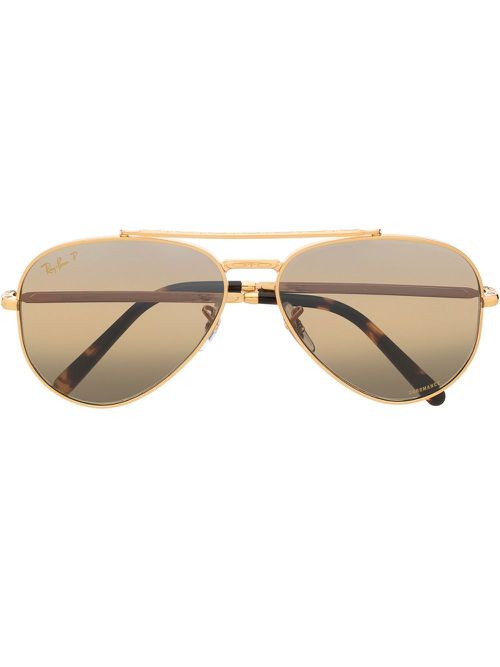 Mirrored-lens aviator sunglasses - Gold