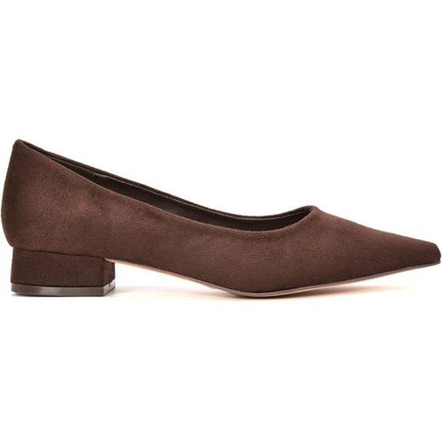 Xy London 'karen' Pointed Toe Court Shoes With Low Block Heel In Brown