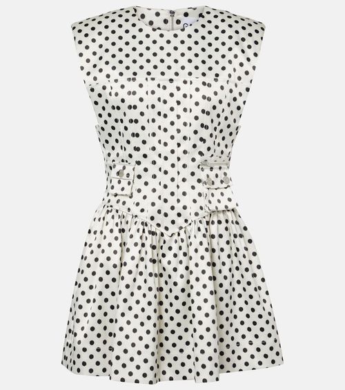 Polka-dot satin corset dress