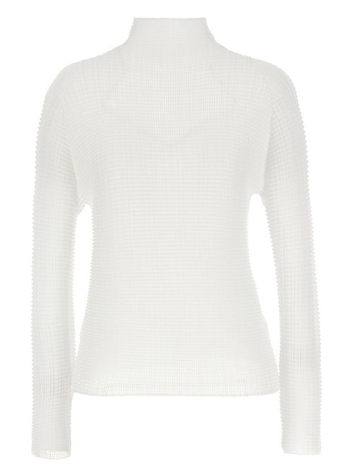 Wooly Pleats Turtleneck — White
