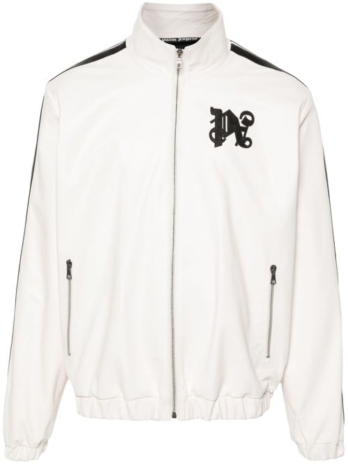Monogram-patch leather jacket - Neutrals