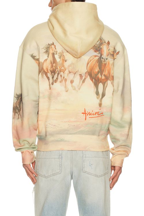 Amiri Horses Oversized Hoodie in Multi - Beige. M also in