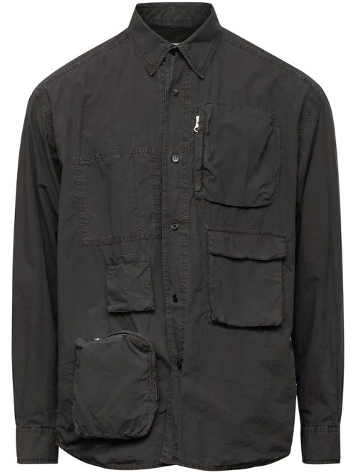 Cargo-pockets cotton shirt - Grey