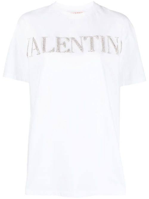Crystal-Logo Embellished T-Shirt — White